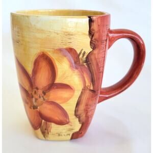 Cheri Blum for 222 Fifth coffee mug "Chinoiserie" Brown Flower Tall